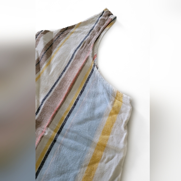 Time and Tru Multicolor Striped Linen Blend Tank Top Size XL (16-18) - Picture 6 of 7